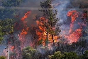 Φλέγεται η Σμύρνη - Θυελλώδεις άνεμοι δυσχαιρένουν την κατάσβεση