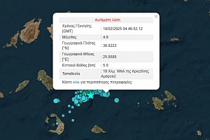 Σεισμός 5 Ρίχτερ στην Αμοργό, αισθητός και στην Αθήνα