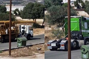 Πάφος: Γαμπρός πήγε στην εκκλησία με φορτηγά και γεωτρύπανα (ΒΙΝΤΕΟ)